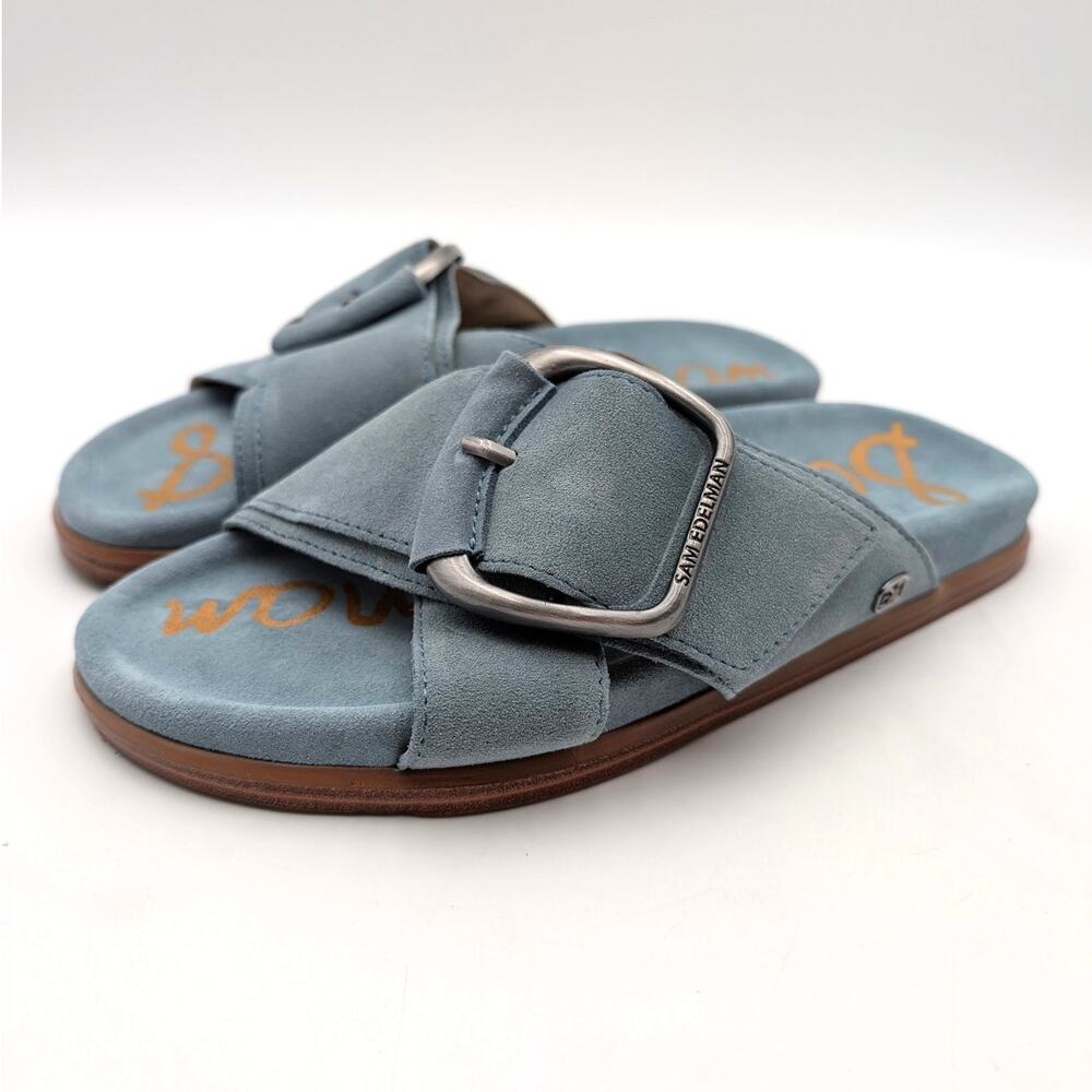 Sam Edelman Darla Slide Flat Sandals Women's Coastal Blue Size US8M EU38.5